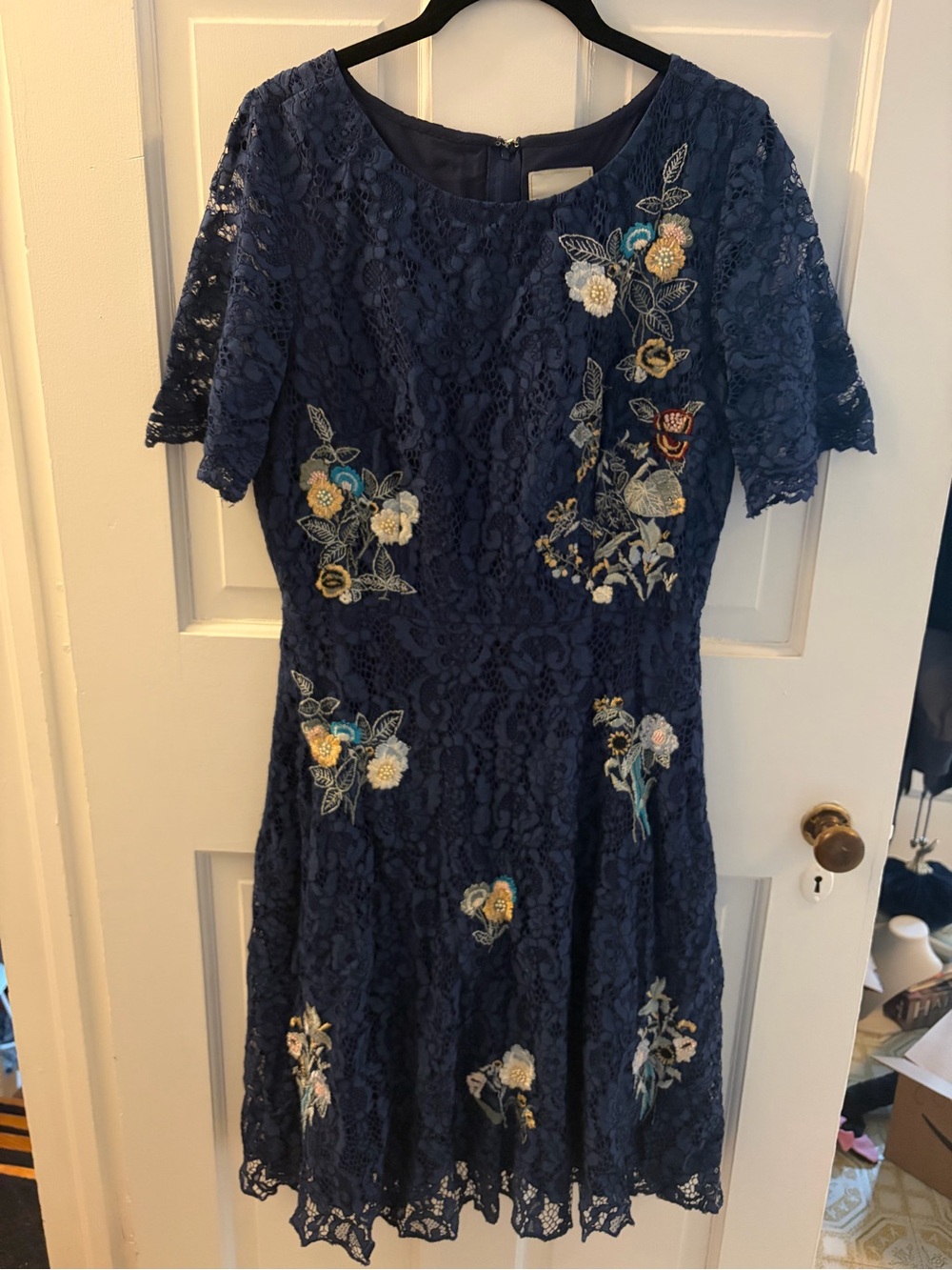 Modcloth | Dresses | Modcloth Navy Lace Cocktailwedding Guest Dress With Floral Embroidery